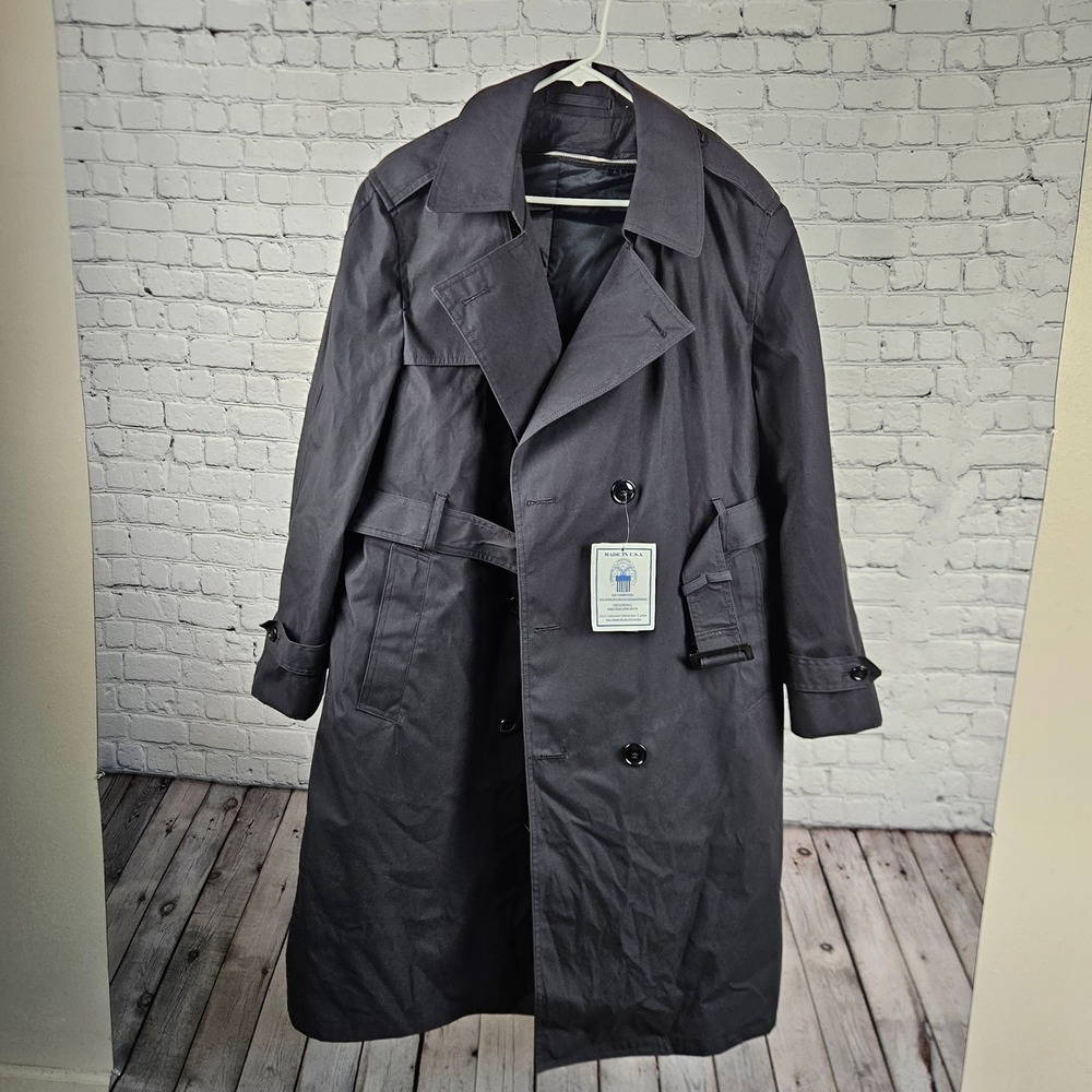 American Apparel Garrison Collection Black Military Trench Coat 40S New